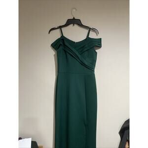 ALEXA B NITES Off Shoulder Hunter Green Dress Evening PROM Gown Women's Sz 8